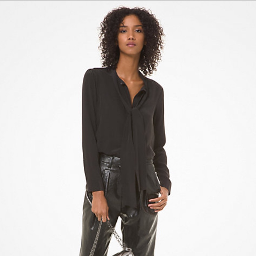 Michael Kors: woven neck-tie blouse